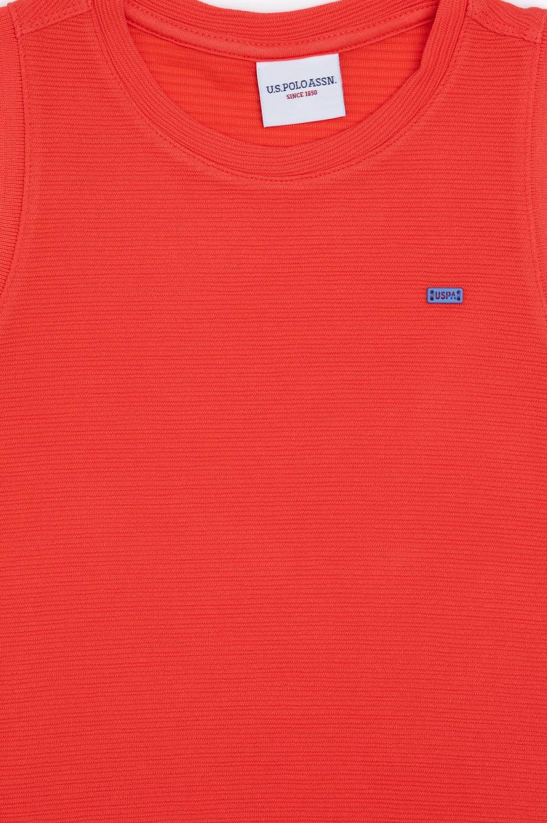 Kız Çocuk Nar Çiçeği Kolsuz Örme Elbise