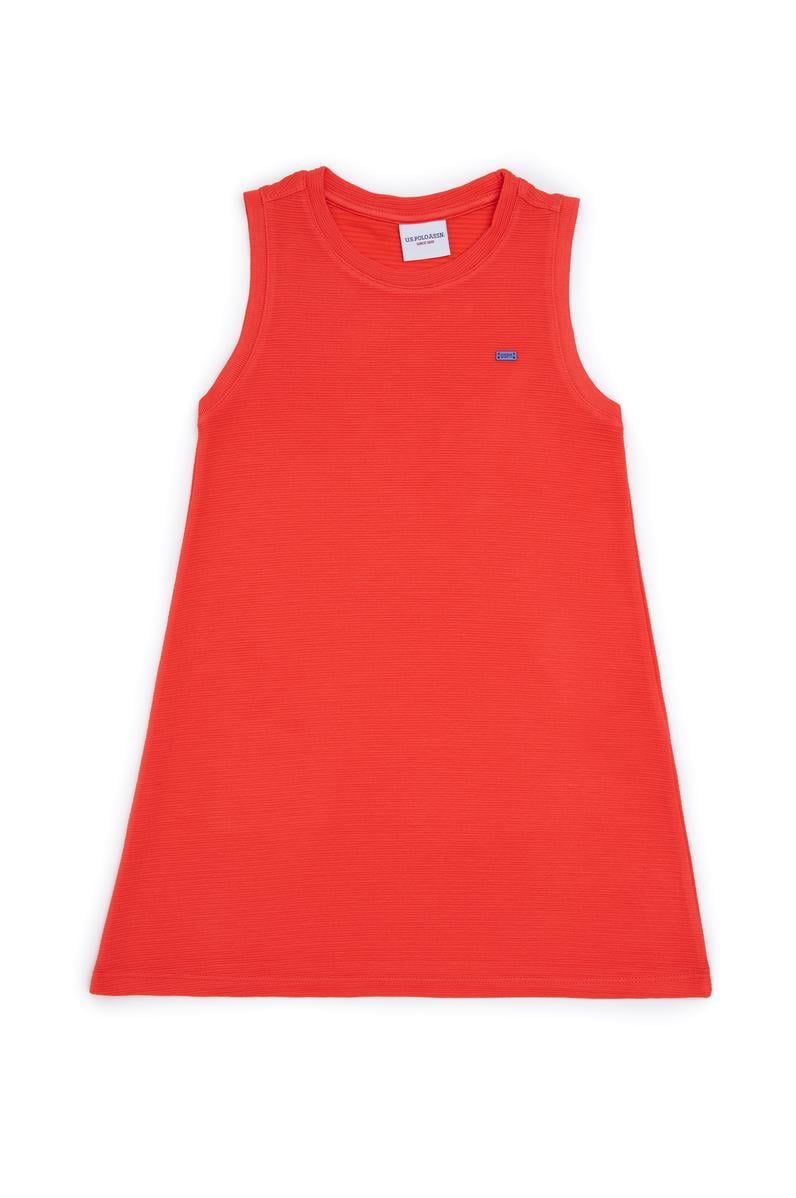 Kız Çocuk Nar Çiçeği Kolsuz Örme Elbise