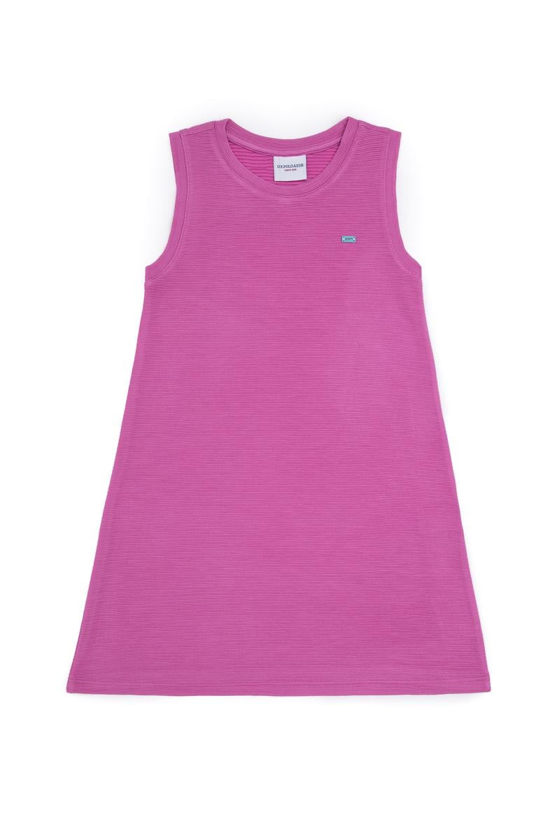 Kız Çocuk Menekşe Kolsuz Örme Elbise