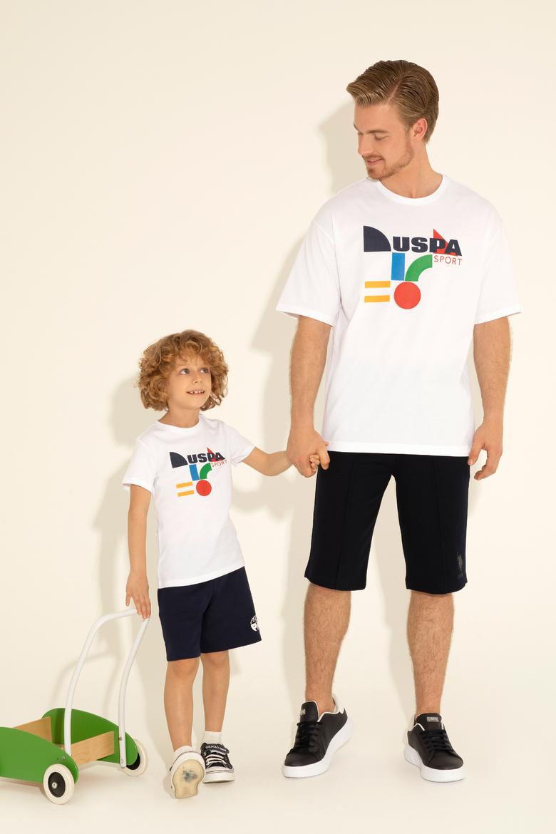 Erkek Çocuk Beyaz Bisiklet Yaka Tişört