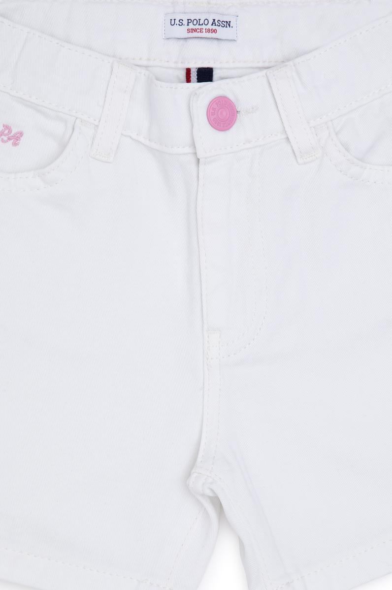 Kız Çocuk Beyaz Dokuma Şort