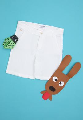 Kız Çocuk Beyaz Dokuma Şort - 50282944010