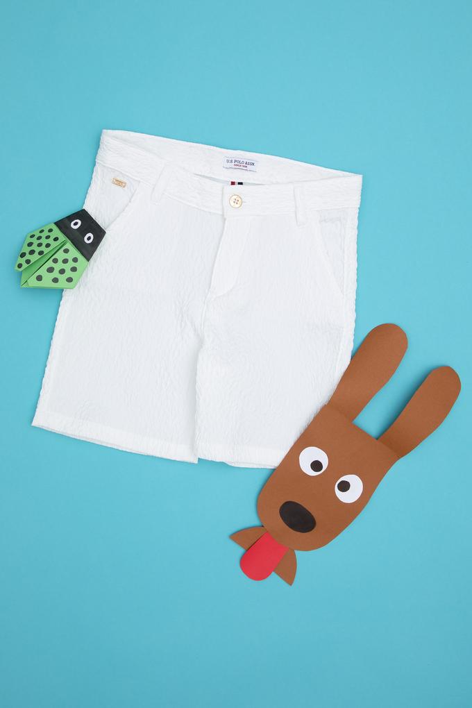 Kız Çocuk Beyaz Dokuma Şort