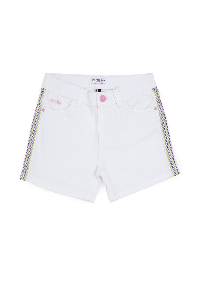 Kız Çocuk Beyaz Dokuma Şort
