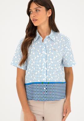 Kadın Saks Kısa Kollu Gömlek - 50283613012