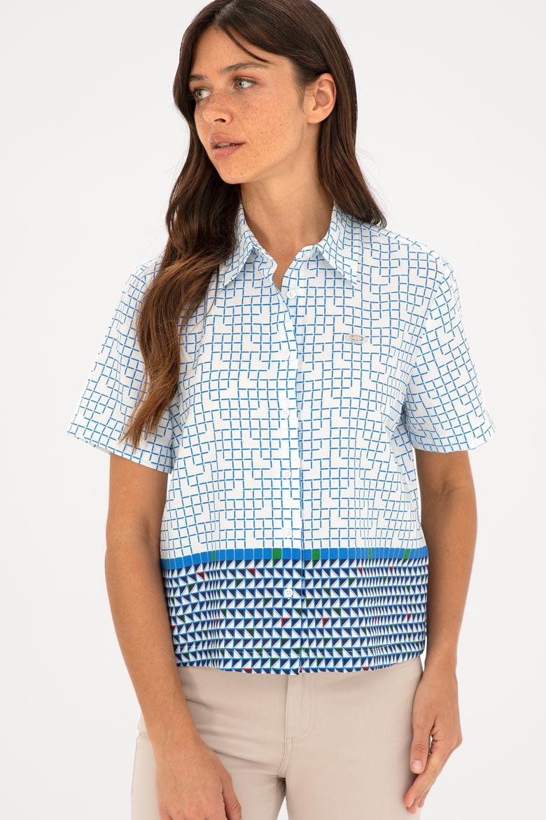 Kadın Saks Kısa Kollu Gömlek - 50283613012