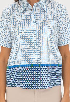 Kadın Saks Kısa Kollu Gömlek - 50283613012