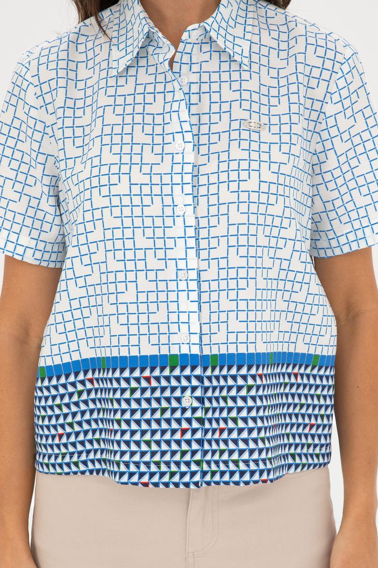 Kadın Saks Kısa Kollu Gömlek - 50283613012