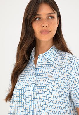 Kadın Saks Kısa Kollu Gömlek - 50283613012