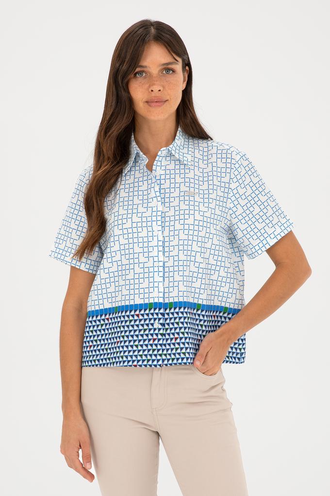 Kadın Saks Kısa Kollu Gömlek