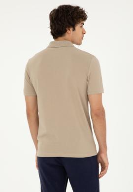 Erkek Slim Fit Polo Yaka Açık Haki Basic Tişört - 50279573321