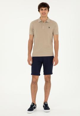 Erkek Slim Fit Polo Yaka Açık Haki Basic Tişört - 50279573321