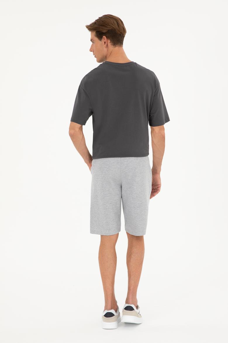 Erkek Gri Melanj Örme Şort - 50289287013