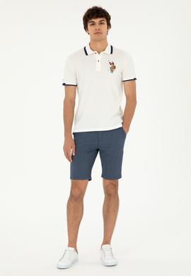 Erkek Slim Fit Polo Yaka Ekru Basic Tişört - 50279559008