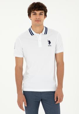 Erkek Slim Fit Polo Yaka Beyaz Basic Tişört - 50279569003