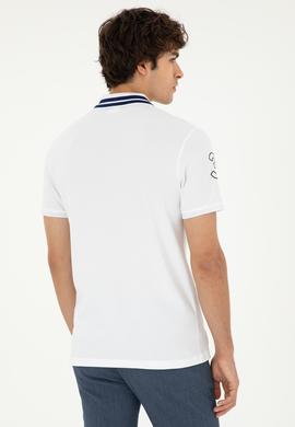 Erkek Slim Fit Polo Yaka Beyaz Basic Tişört - 50279569003