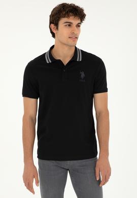Erkek Slim Fit Polo Yaka Siyah Basic Tişört - 50279569027
