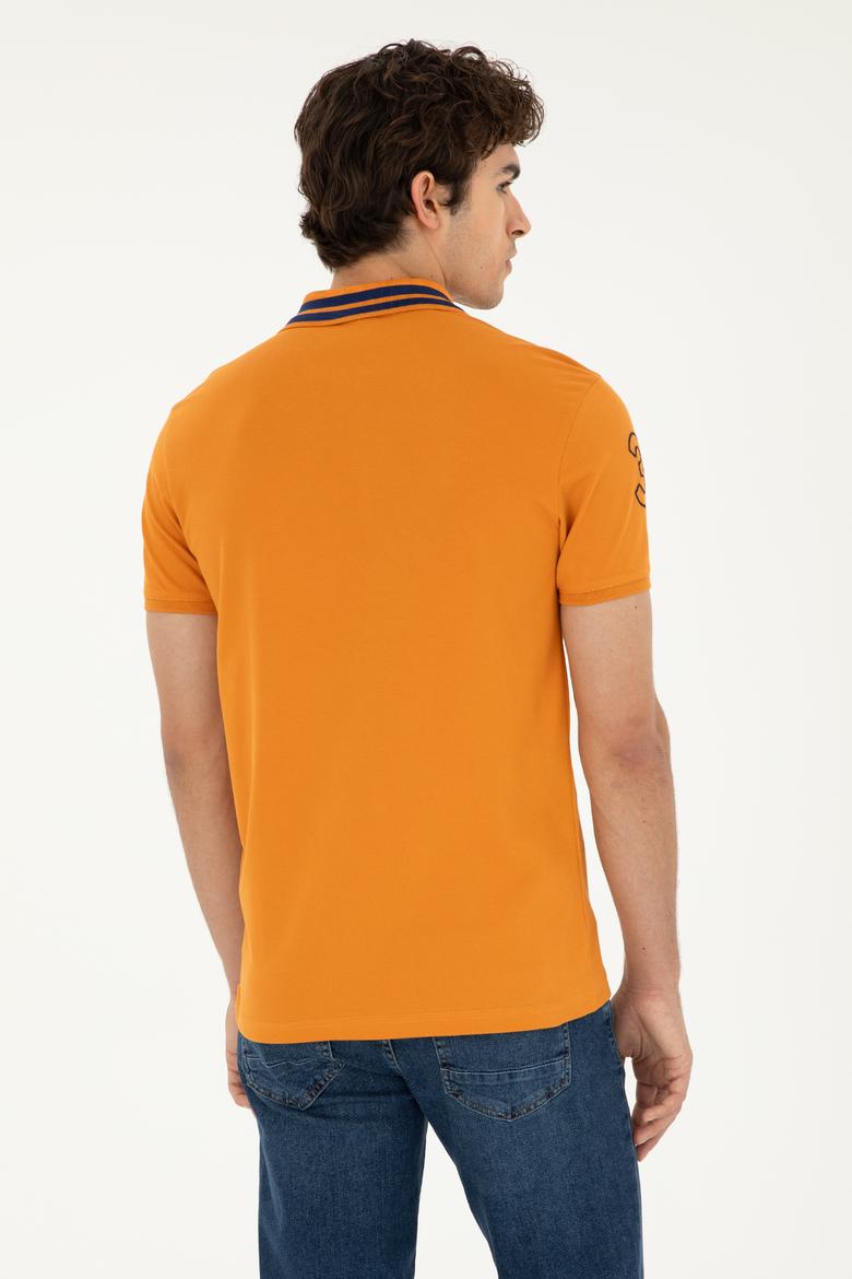 Erkek Slim Fit Polo Yaka Kiremit Basic Tişört - 50279569069