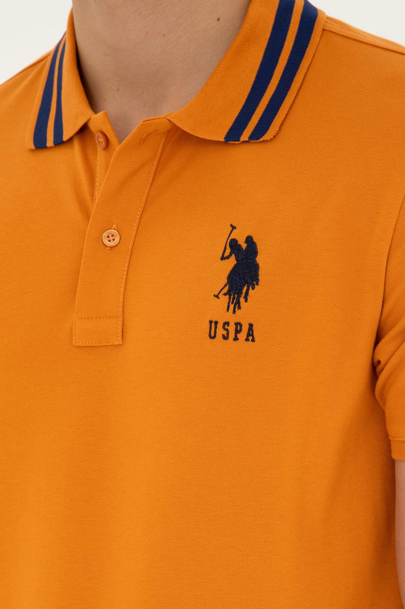 Erkek Slim Fit Polo Yaka Kiremit Basic Tişört