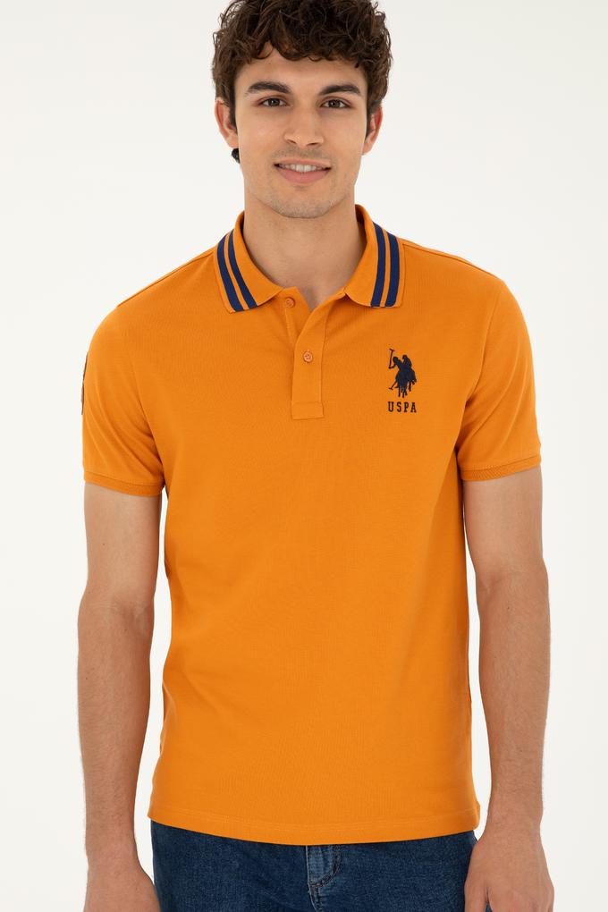 Erkek Slim Fit Polo Yaka Kiremit Basic Tişört