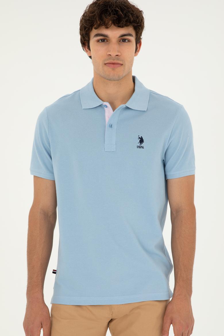 Erkek Regular Fit Polo Yaka Açık Mavi Basic Tişört - 50279611048