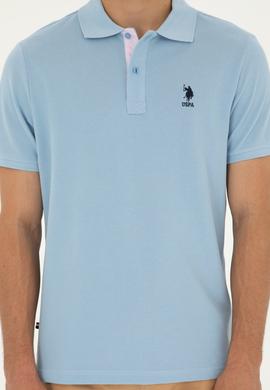 Erkek Regular Fit Polo Yaka Açık Mavi Basic Tişört - 50279611048