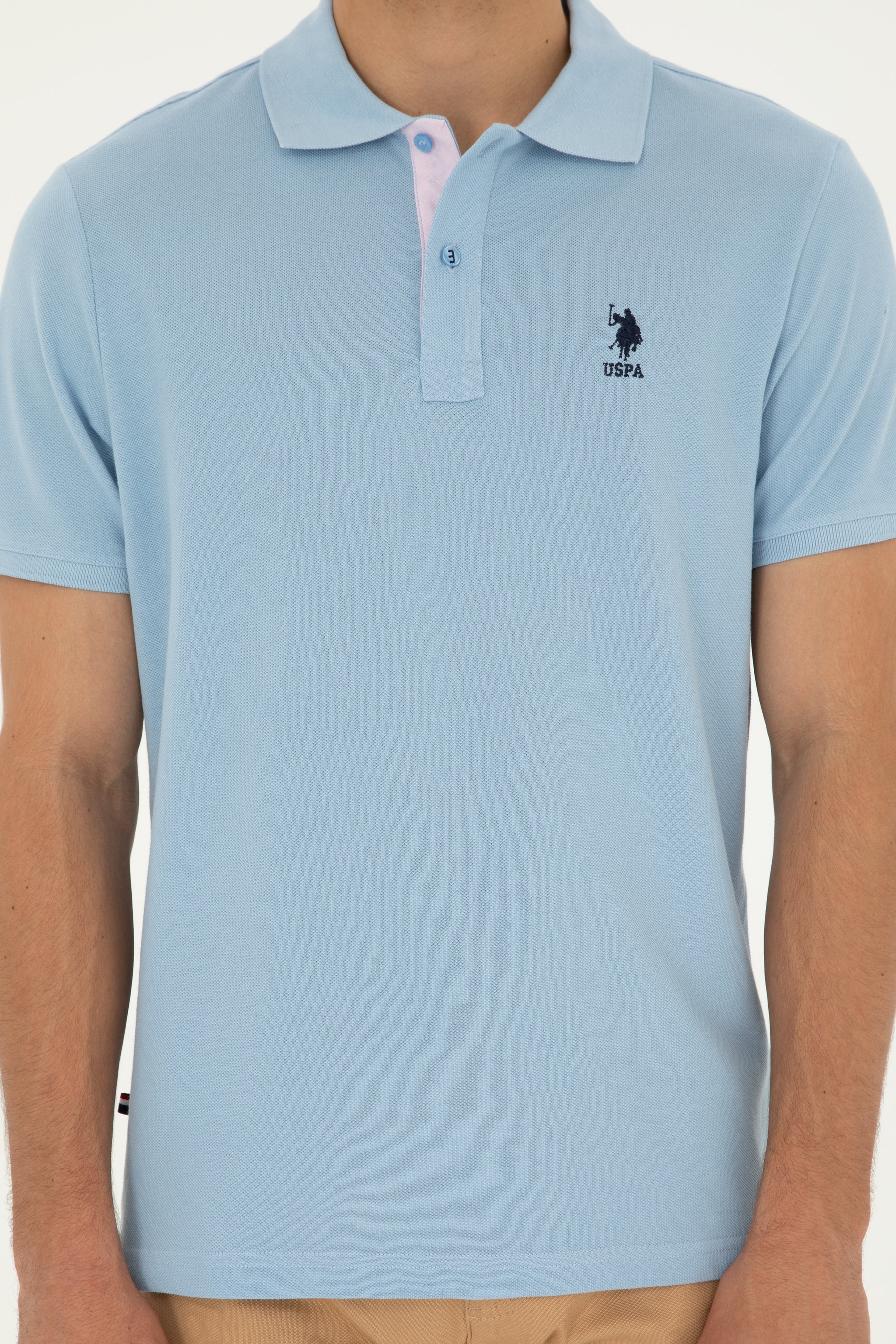 Erkek Regular Fit Polo Yaka Açık Mavi Basic Tişört - Image 6