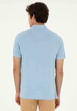 Erkek Regular Fit Polo Yaka Açık Mavi Basic Tişört - 50279611048
