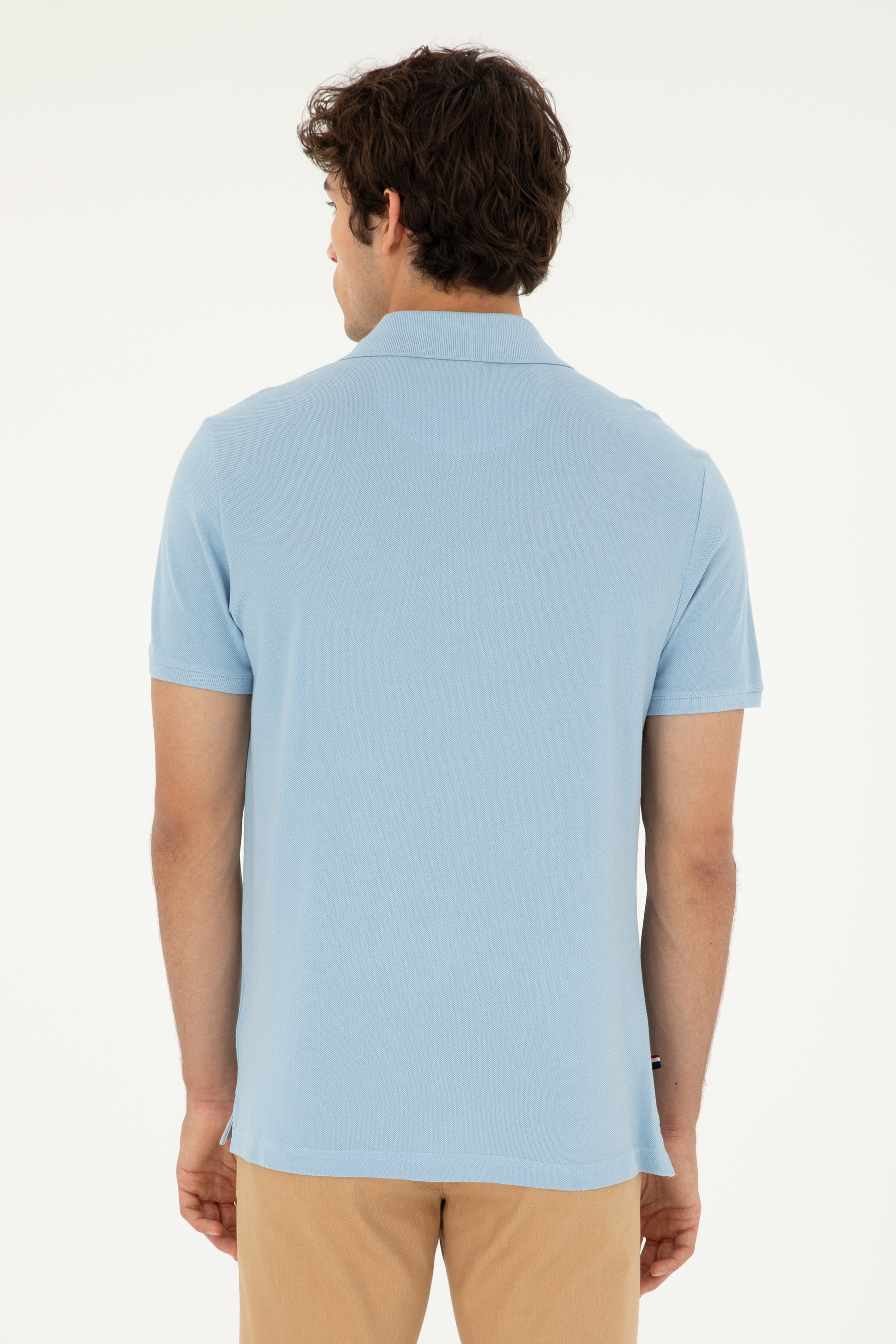 Erkek Regular Fit Polo Yaka Açık Mavi Basic Tişört