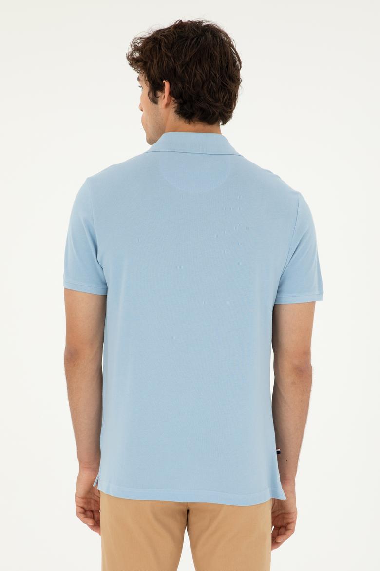 Erkek Regular Fit Polo Yaka Açık Mavi Basic Tişört - 50279611048