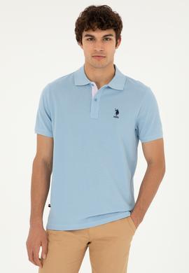 Erkek Regular Fit Polo Yaka Açık Mavi Basic Tişört - 50279611048