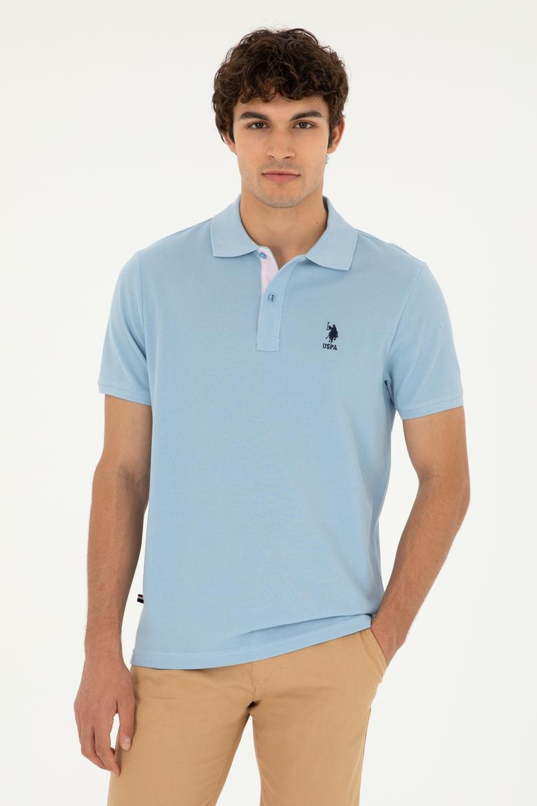 Erkek Regular Fit Polo Yaka Açık Mavi Basic Tişört