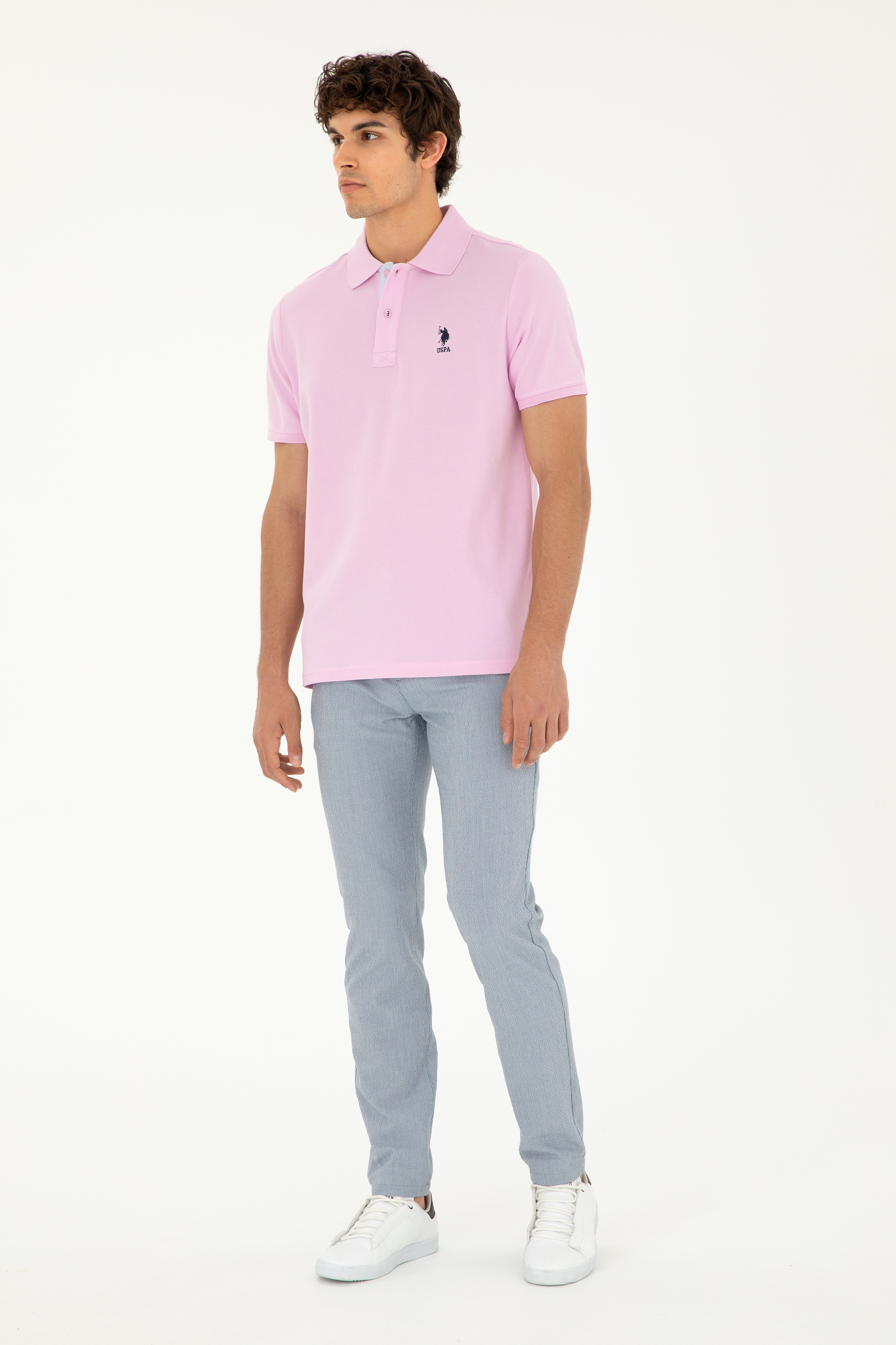 Erkek Pembe Basic Tişört - Image 4