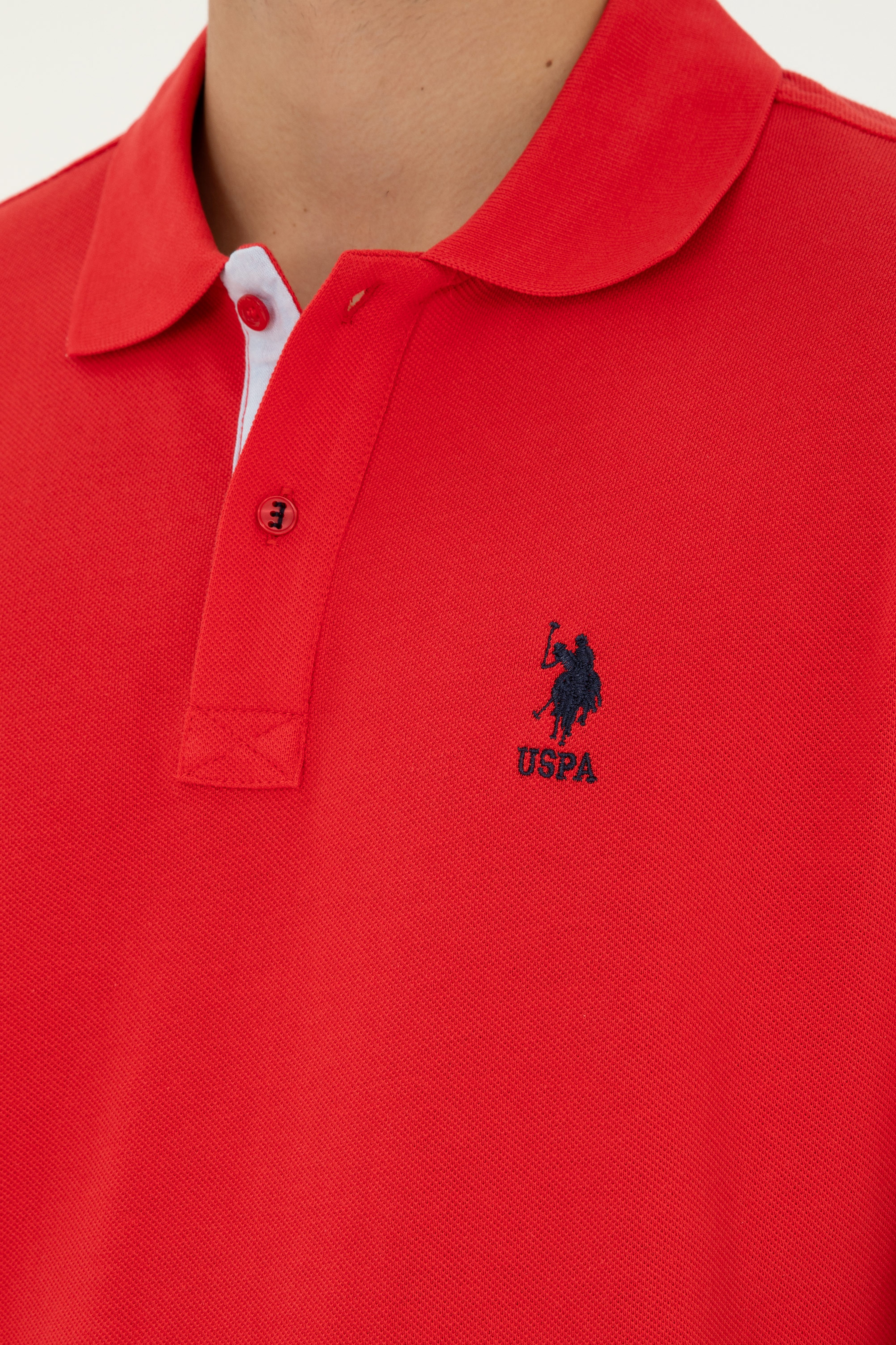 Erkek Regular Fit Polo Yaka Kırmızı Basic Tişört