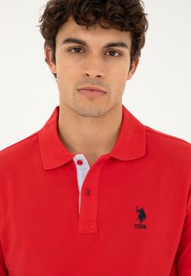 Erkek Regular Fit Polo Yaka Kırmızı Basic Tişört - 50279611293