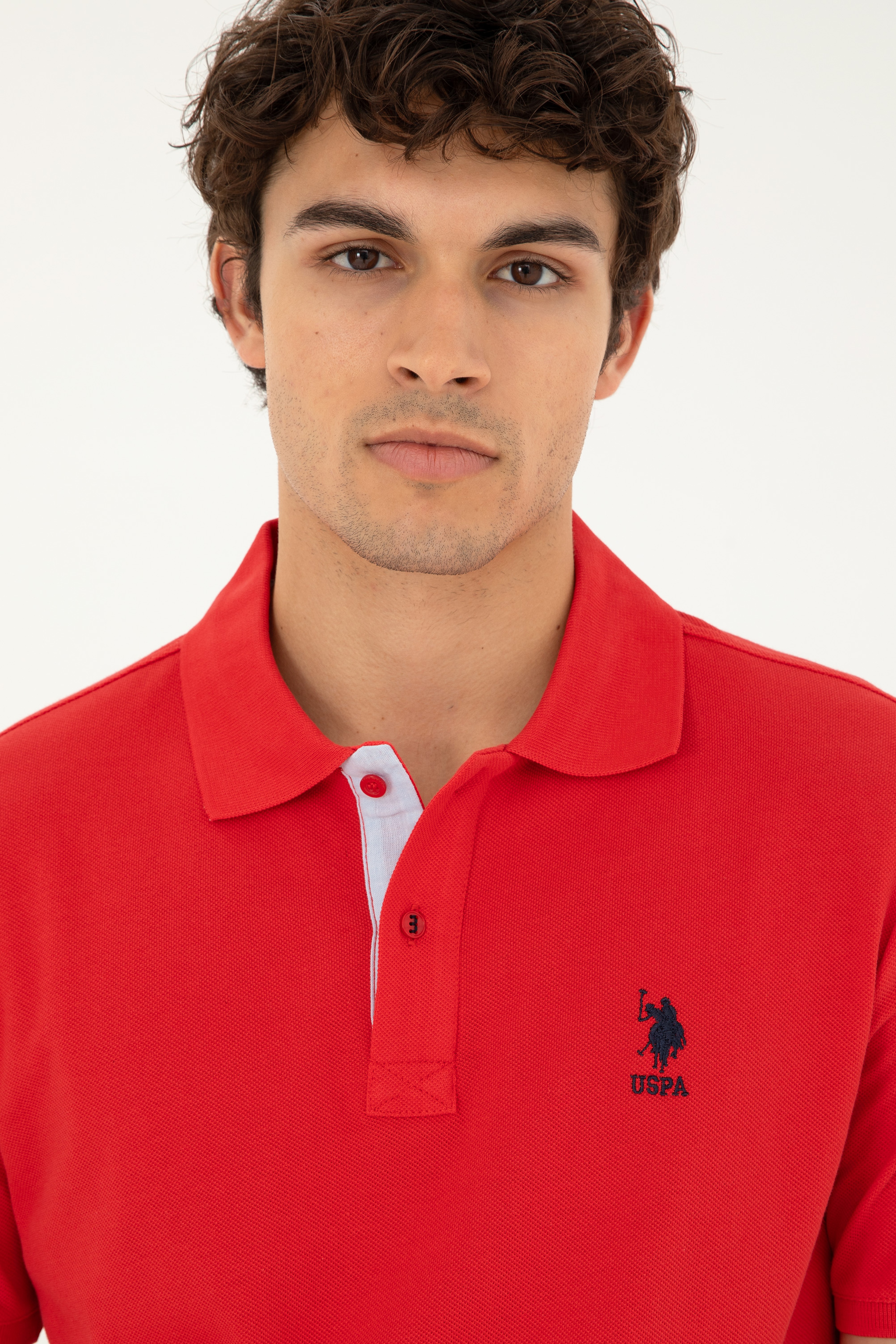 Erkek Regular Fit Polo Yaka Kırmızı Basic Tişört - Image 2