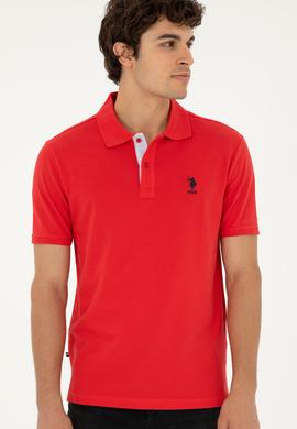 Erkek Regular Fit Polo Yaka Kırmızı Basic Tişört - 50279611293