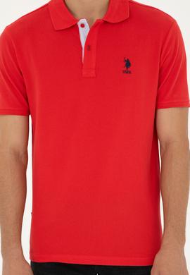 Erkek Regular Fit Polo Yaka Kırmızı Basic Tişört - 50279611293