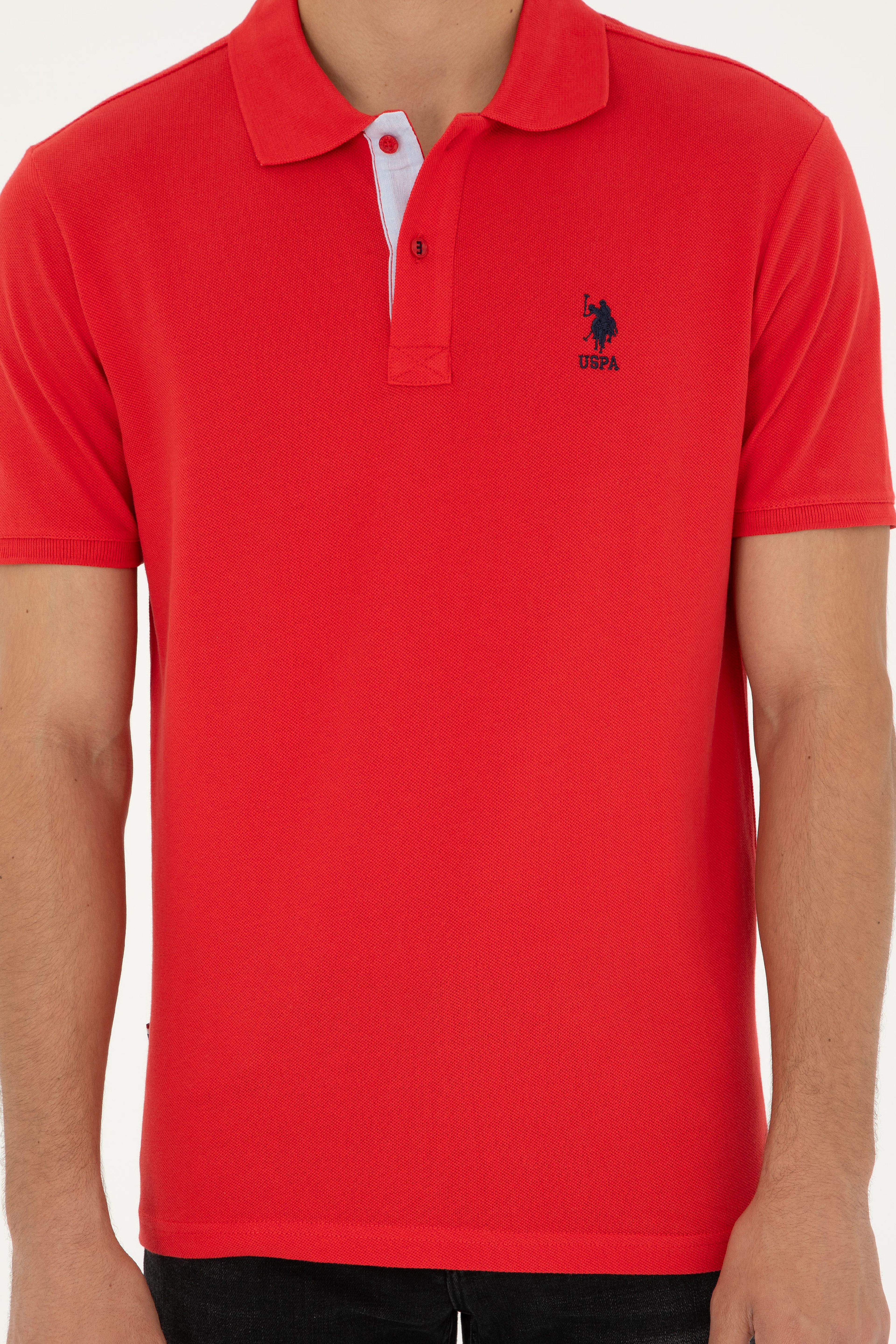 Erkek Regular Fit Polo Yaka Kırmızı Basic Tişört