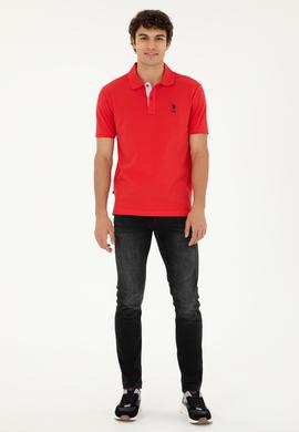 Erkek Regular Fit Polo Yaka Kırmızı Basic Tişört - 50279611293
