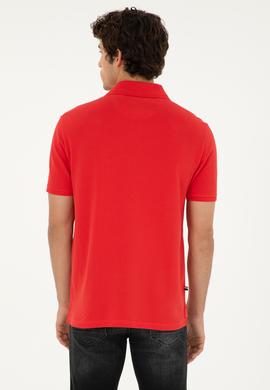 Erkek Regular Fit Polo Yaka Kırmızı Basic Tişört - 50279611293
