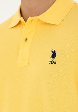 Erkek Slim Fit Polo Yaka Sarı Basic Tişört - 50279613177