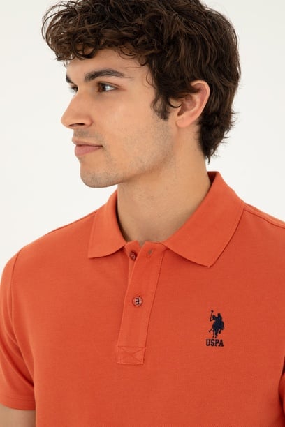 Erkek Slim Fit Polo Yaka Pudra Basic Tişört