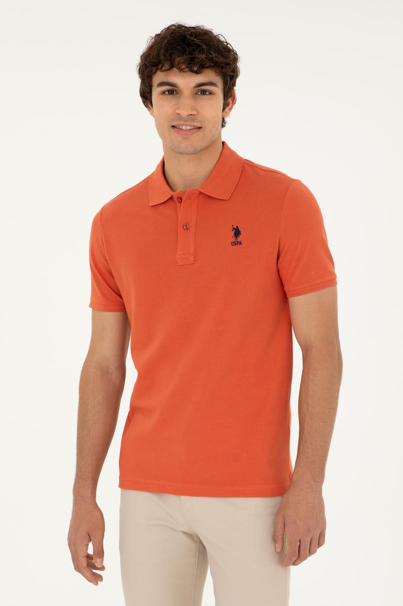 Erkek Slim Fit Polo Yaka Pudra Basic Tişört