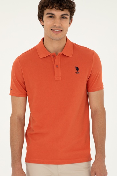 Erkek Slim Fit Polo Yaka Pudra Basic Tişört