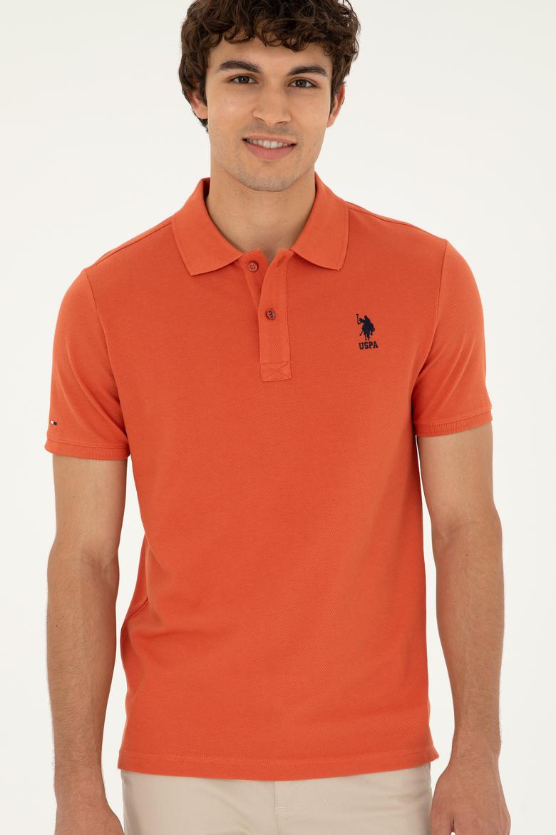 Erkek Slim Fit Polo Yaka Pudra Basic Tişört - 50279613317