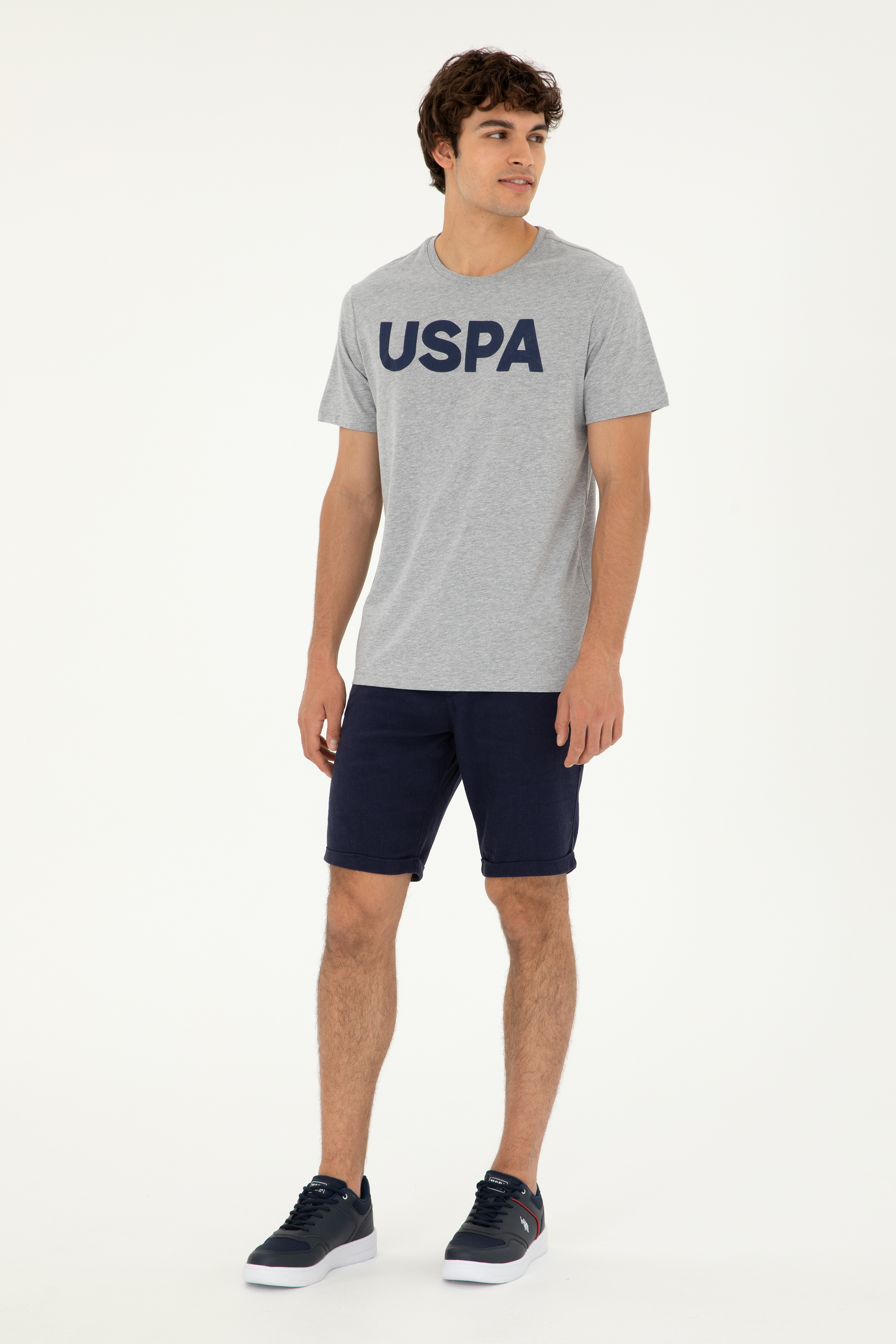 Erkek Regular Fit Bisiklet Yaka Gri Melanj Basic Tişört - Image 4