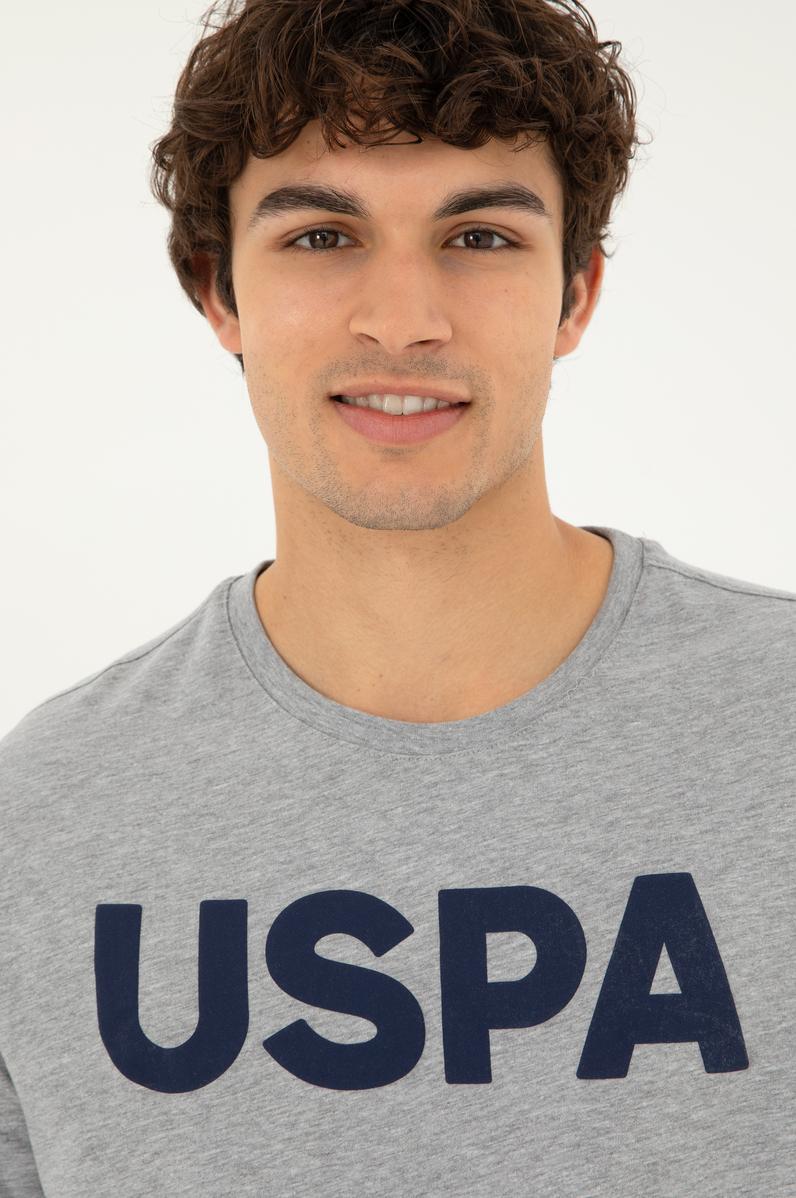 Erkek Regular Fit Bisiklet Yaka Gri Melanj Basic Tişört