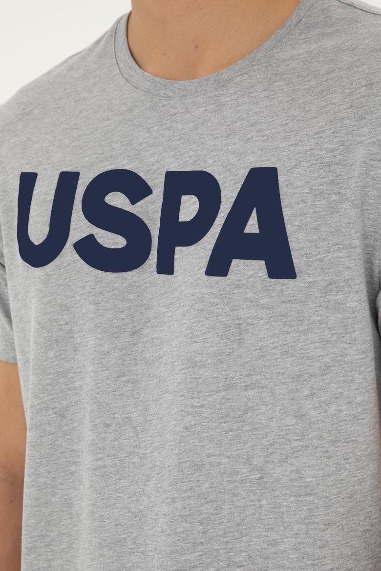 Erkek Regular Fit Bisiklet Yaka Gri Melanj Basic Tişört - 50279620079