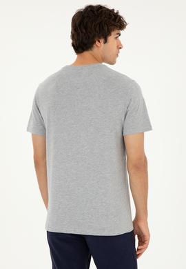 Erkek Regular Fit Bisiklet Yaka Gri Melanj Basic Tişört - 50279620079